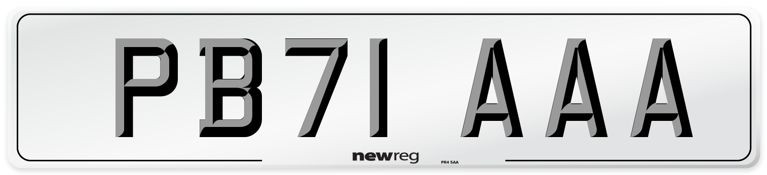 PB71 AAA Number Plate from New Reg